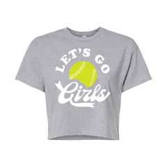 アニメキャラクター レディース トップス Tシャツ クロップド グラフィック Licensed Character Juniors Lets Go Girls Cropped Graphic Tee Gray グレー