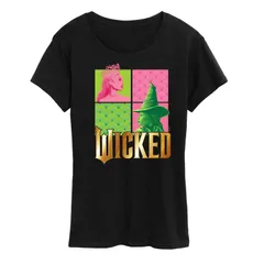 アニメキャラクター レディース トップス Tシャツ Licensed Character Womens Wicked Glinda Elphaba Grid Tee Black ブラック