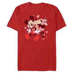 디즈니 맨즈 탑스 T셔츠 그래픽 Mens Disneys Mickey Minnie Mouse Kiss Graphic Tee Red 레드