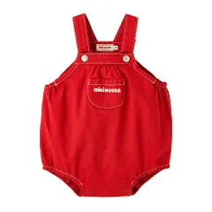 新品 [ミキハウス] ロンパース サロペット オーバーオール ロゴ 無地 日本製 男の子 女の子 ベビー キッズ ベビー服 赤ちゃん 子供服 10-1509-493 M(80-90cm) 赤