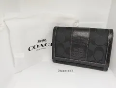 【2632H31】 袋付き COACH シグネチャー ブラック レディース 折り財布
