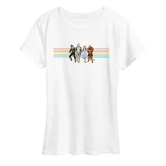 アニメキャラクター レディース トップス Tシャツ グラフィック Licensed Character Womens The Wizard Of Oz Group Rainbow Graphic Tee White ホワイト