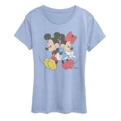 ディズニー レディース トップス Tシャツ グラフィック Womens Disneys Mickey Minnie Mouse Back To Back Graphic Tee Heather Chambray Blue ヘザー