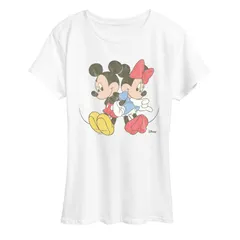 ディズニー レディース トップス Tシャツ グラフィック Womens Disneys Mickey Minnie Mouse Back To Back Graphic Tee White ホワイト