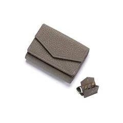 【新品】 [Bearneko] ミニ財布 レディース メンズ コンパクト 本革 スキミング防止 カード7枚収納 三つ折り財布 薄い財布 大容量 さいふ 男女兼用 (グレージュ) A11379 0