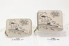 HH1386 コーチ スヌーピー ペーパープリント 財布 カードケース 2点set 超美品