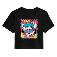 ディズニー レディース トップス Tシャツ ヴィンテージ クロップド Juniors Disneys Minnie Mouse Vintage Cropped Tee Black ブラック