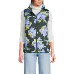 ランズエンド レディース アウター ジャケット・ブルゾン プチ プリント キルティング ベスト Petite Lands End Print FeatherFree Quilted Insulated Vest Evening Forest Rose フォレス