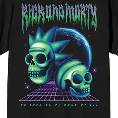 アニメキャラクター メンズ トップス Tシャツ グラフィック Licensed Character Mens Rick Morty Skull Assetshort Sleeve Graphic TShirt Black ブラック