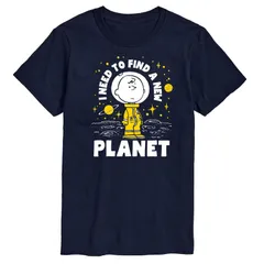 アニメキャラクター メンズ トップス Tシャツ トール グラフィック Licensed Character Big Tall Peanuts Charlie Brown Another Planet Graphic Tee Navy ネイビー