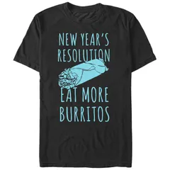 アニメキャラクター メンズ トップス Tシャツ グラフィック Licensed Character Mens New Years Resolution Eat More Burritos Graphic Tee Black ブラック