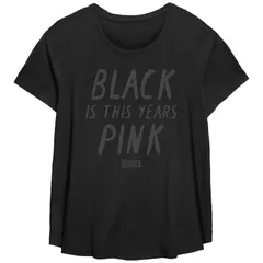 アニメキャラクター レディース トップス Tシャツ プラスサイズ グラフィック Licensed Character Plusize Wicked Black Is This Years Pink Flowy Graphic Tee Black ブラック