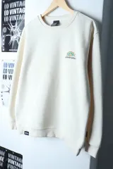 (M-XL) GROOVE RHYME(グルーヴライム) スウェット Tシャツ バックプリント アイボリー 起毛-178AA