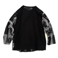 SOPHNET Bandana Fabric-Mix L/S Wide Cut&Sewn ソフネット バンダナ切替 カットソー M