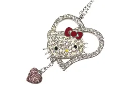 スワロフスキー　SWAROVSKI　ラインストーン　ハート　Sanrio Hello Kitty　サンリオ　ハローキティ　ネックレス　ピンク×シルバーカラー　送料無料