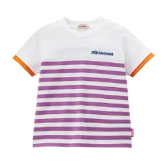 新品 [ミキハウス] 半袖Ｔシャツ ボーダー ロゴ シンプル 日本製 男の子 女の子 ベビー キッズ 子供服 通園 通学 10-5251-680 90cm パープル