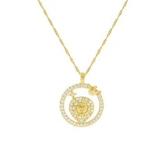 プリムローズ レディース アクセサリー ネックレス・チョーカー・ペンダントトップ レース PRIMROSE 18k Gold Plated Cubic Zirconia Zodiacoin Pendant Necklace Leo ゴールド