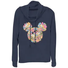 ディズニー レディース トップス Tシャツ プラスサイズ グラフィック Disneys Mickey Mouse Flowers And Butterflies Plusize Cowlneck Graphic Lightweight Long Sleeve