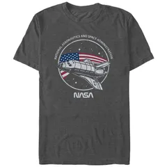 アニメキャラクター メンズ トップス Tシャツ グラフィック Licensed Character Mens Nasa USA Flag Stamp Graphic Tee Charcoal Heather チャコール