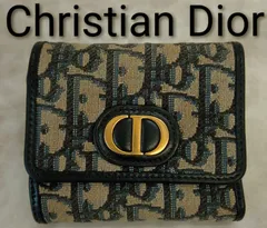 AQP10 クリスチャンディオール 極美品 コンパクトウォレット 3つ折り財布 オブリーク ゴールド金具