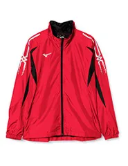 新品 [ミズノ] トレーニングウェア ウィンドブレーカーシャツ ジャケット 撥水 吸汗速乾 ドライ 男女兼用 32JE8015 チャイニーズレッド/ブラック 2XL