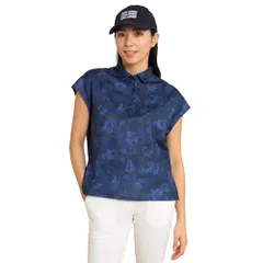 新品 [キャロウェイ] レディース 半袖 ポロシャツ (アートプリント柄・吸汗速乾性) / ゴルフ / C24134217 1120_ネイビー