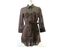 プラステ PLST シャツワンピース ブラウン サイズ0 XS相当 小さいサイズ 春夏秋【中古】【新品同様】【美品】