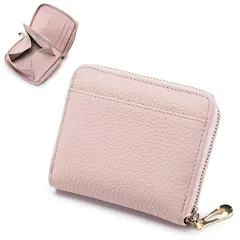 【新品】 二つ折り財布 本革 財布 レディース 2つ折り 小さい パスポートケース 財布 コンパクト ミニウォレット 超軽量 可愛い 小銭入れ付き (ピンク) 0
