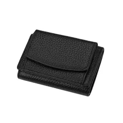 【新品】 [Riaminy] ミニ財布 レディース 三つ折り 小さい コンパクト財布 軽量 本革 スキミング防止 小銭入れ付き お札を折らない ミニウォレット 小型 コンパクトウォレット ギフト プレゼント (ブラック)