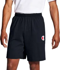 【送料無料】 チャンピオン メンズ ハーフパンツ・ショーツ ボトムス Champion Mens Classic Jersey Big C Logo Shorts Navy