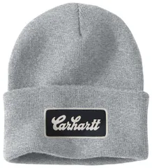 カーハート レディース アクセサリー 帽子 Carhartt Mens Cuffed Script Patch Beanie Heather Gray グレー