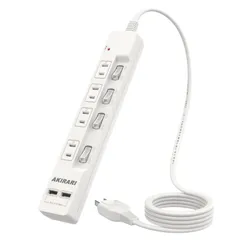雷ガード USB充電対応・iPhone/スマートフォン充電 コンパクト 節電タップ 卓上に 延長コード 壁掛け 個別スイッチ付き 1m 1m テーブルタップ マルチタップ 2ポート USB-A インテリア 4口 ACコンセント 節電 コンセントタップ ホワイト