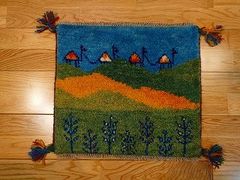ギャッベ 43*58cm ペルシャ絨毯 手織り ギャベ 玄関マットラグ 絨毯