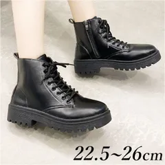 ショートブーツ レディース ローヒール 編み上げ レースアップ 厚底 ワークブーツ 履きやすい ショート丈 ☆ ブラック ☆ M0312-28LS-1