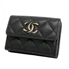 シャネル(Chanel) シャネル 三つ折り財布 マトラッセ キャビアスキン ブラック レディース P2477425