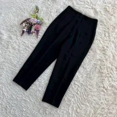 『ZARA』ザラ　スラックスパンツ　センタープレス　ハイウエスト　テーパード　ポケット　黒(M)