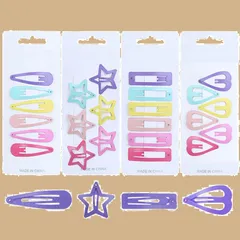 少女 パッチン留め 女の子 前髪 キッズヘアクリップ ヘアアクセサリー カラーピン スリーピン アレンジピン スナップヘアクリップ 髪留め 方形 子供 ウォータードロップ 幼稚園 ハート 保育園 星 入園準備 カラフル 女の子 6色 出産祝い 24個セット D