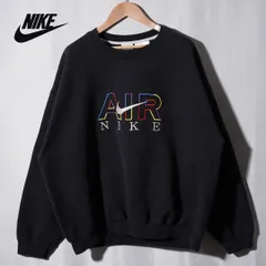 90s USA製 銀タグ ナイキ NIKE スウェット M 大きめ ブラック ロゴ刺繍 ナイキエア NIKE AIR ヴィンテージ Vintage ストリート オーバーサイズ ビッグシルエット スポーツミックス 裏起毛 古着 K121