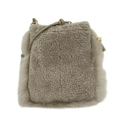 ANAYI(アナイ) ショルダーバッグ - ベージュ ストラップ着脱可/巾着型 フェイクファー