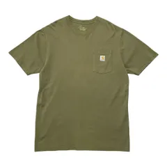 USA 古着 carhartt カーハート コットン ポケット付き クルーネック Tシャツ ポケT ワーク カーキ色 BA3745