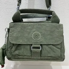 454　Kipling キプリング 2way　ショルダーバッグ　ハンドバッツ　チャーム付き　モンキー　ゴリラ　カーキ　オリーブ　グリーン　小さめ　ミニ　レディース　軽量　カジュアル　シンプル　ポケット多数