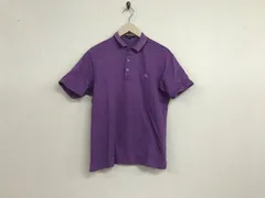 本物バーバリーロンドンBURBERRY LONDONコットンロゴ刺繍半袖ポロシャツメンズサーフアメカジミリタリーワークスポーツビジネススーツゴルフストリートパープル紫L日本製