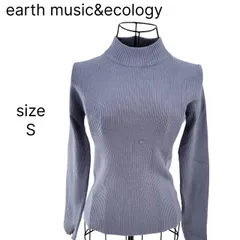 【新品・未使用・訳あり】earth music&ecology アースミュージック＆エコロジー やわらかタッチハイネックリブプルオーバー ブルー サイズF フリーサイズ 長袖 レディース