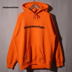 ディスイズネバーザット thisisneverthat パーカー L 相当 表記 S オレンジ 00s プリント ロゴ モザイク模様 ストリート オーバーサイズ Y2K ネバザ 裏毛 パイル フーディ 長袖 ヘビーウエイト 韓国 KOREA 古着 K415