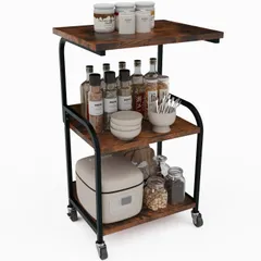 スライド棚 収納 移動が容易 キャスター付き スリム 収納カート 三段 レンジラック キッチンワゴン life 復古色 Embrace