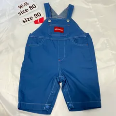 412ミキハウスmikihouse80-90size ロゴオーバーオール