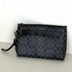 03w24766 COACH コーチ キャリー オール ポーチ・シグネチャー キャンバス  ブラック/チャコール  メンズ  クラッチバッグ  F29508