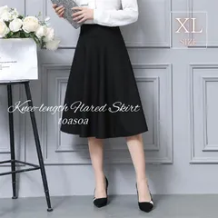 toasoa スカート 膝丈 フレア aライン ひざ丈 レディース 黒 03 - (ブラック,  XL)