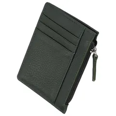 【新品】 [Four leaf] 【コンパクト×収納力】 薄型 財布 小銭入れ付き カードケース フラグメントケース ミニ財布 ウォレット 小さい財布 コンパクト 薄い 本革 牛革 牛本革 カード ６枚収納 (ダークグリーン)