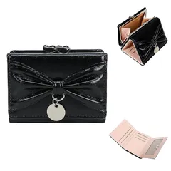 【新品】 [MACITEET] 財布 レディース がま口 ミニ財布 ハート型口金 リボン 韓国風 かわいい 三つ折り コンパクト 小さい財布 大容量 カード収納多め 軽量 ミニバッグ対応 ギフト 0